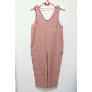 Aliya Wanek Coral Burnt Orange Shift Linen Cotton Jumpsuit Jumper Size Medium